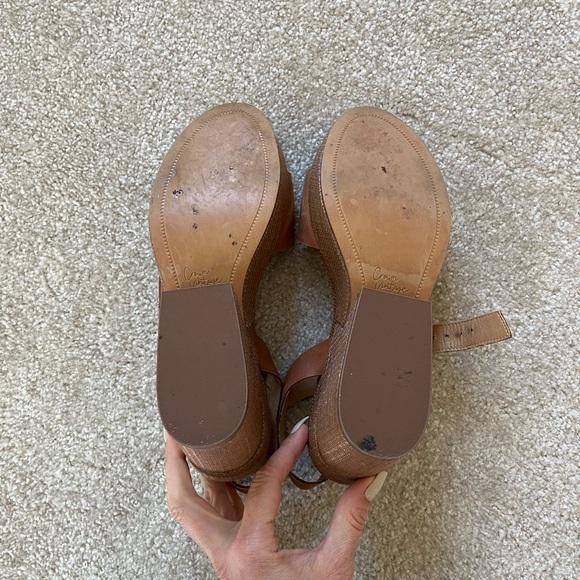 Crown Vintage Women's Brown Leather Wedge Heel Sandals Size 8.5 - Picture 6 of 8